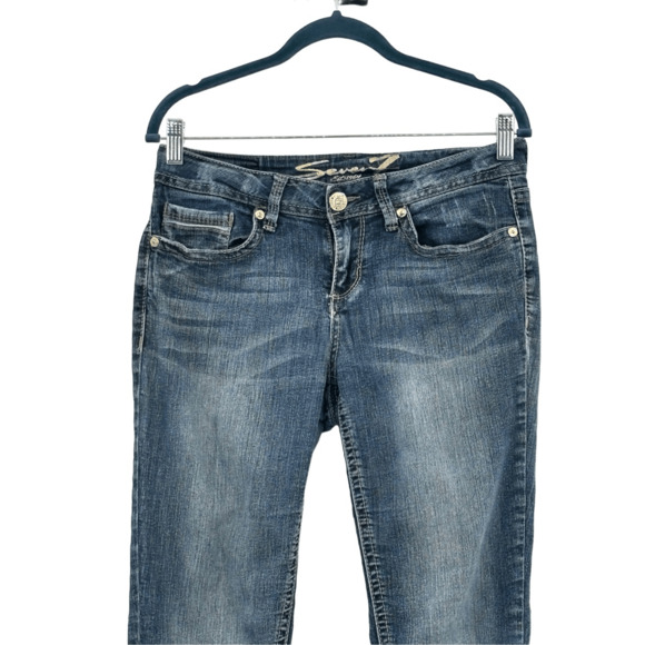 Seven7 Blue Denim Stretch Low Rise Skinny Leg Ankle Jeans Medium Rise Size 6 - Picture 3 of 11
